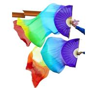 GZXXB Abanicos Largos de Seda 1 Ventilador Derecho + Izquierdo, de Seda Uso Apto para Danza del Vientre(12,180cm-90cm)