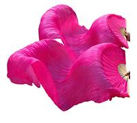 GZXXB Abanicos Largos de Seda 1 Ventilador Derecho + Izquierdo, de Seda Uso Apto para Danza del Vientre(05,120cm-90cm)