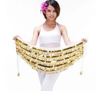 GZXXB Falda Danza del Vientre Cinturón Pesado de 5 Capas con Monedas for Danza del Vientre, pañuelo la Cadera, Banda Cintura, cinturón Baile Multicolor Bailarina(White)