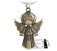 GZXYA Llavero de ángel de la guarda, amuleto de la suerte, colgante con trébol para exámenes o coche, ideal como regalo para mujeres, novia, colegas (ángel, C-Antique Bronze, mm