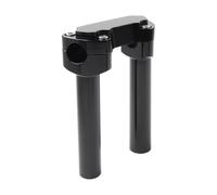 GZYF Abrazadera superior de aluminio de 2 piezas de 1" y elevador de manillar de 6,5" negro/cromado; modelo E perforado y roscado para pernos elevadores de 1/2"-13