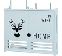 GZYHDC Caja de almacenamiento del enrutador, caja de almacenamiento de enrutador WiFi de 2 niveles para pared estante flotante protector de cable WiFi para el hogar y la oficina caja organizadora