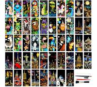 GZYYANG Juego de 4 notas para rascar, juego de 4 notas brillantes para rascar, con herramientas para arte de arañazos, papel y rotulador, papel negro para rascar para manualidades, decoración del