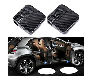 GZYZXP 2 Piezas Personalizar Tu Logo Proyector para Coche LED Luz de Puerta, Fibra de Carbón Lámpara de Bienvenida de Coche Luz, No Necesita imán, No Necesita Taladro, Logotipo Personalizado