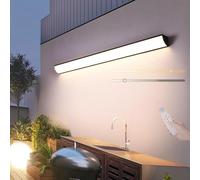 GZZBMY Exterior Largo Apliques de Pared IP65 Iluminación Regulable LED Lámparas de Pared con Mando a Distancia 3000K-6500K Interior/Exterior Impermeables Balcón Jardín Villa (Negro,30cm)