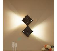 GZZBMY LED Apliques de Pared con Detector de Movimiento Moderno Lámparas de Pared Recargable Magnética Interior Iluminación para Sala de Estar Dormitorio Pasillo Escaleras (Negro Luz Blanca,2 Piezas)