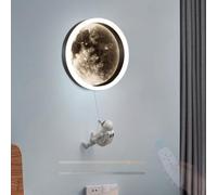 GZZBMY LED Apliques de Pared con Mando a Distancia Regulable Lámparas de Pared Moderno Luna Astronauta Interior Iluminación para Habitación Infantil Dormitorio Sala de Estar Pasillo (A)
