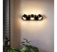 GZZBMY LED Apliques de Pared Moderno Minimalista Aluminio Acrílico Lámparas de Pared Giratorio 350° Ángulo Ajustable Interior Iluminación Sala de Estar Dormitorio Cabecera (Negro Luz Cálida,3 Luces)