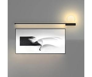 GZZBMY LED Apliques de Pared Moderno Minimalista Larga Negro Lámparas de Pared Pantalla Esférica Interior Iluminación Sala de Estar Dormitorio Cabecera Pasillo Escritorio (Derecha: Luz Cálida,120cm)