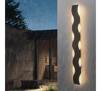 GZZBMY LED Exterior Apliques de Pared IP65 Impermeable Moderno Aluminio Largo Lámparas de Pared Interior/Exterior Jardín Iluminación para Escaleras Pasillos Balcón Jardín (Negro Luz Cálida,80cm)