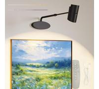 GZZBMY LED Iluminación de Imagen Recargable Apliques de Pared con Mando a Distancia Regulable Lámparas de Pared Giratorio 360° Iluminación para Fotos Cuadros Pinturas Sala de Estar (Negro)