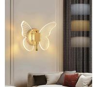GZZBMY LED Interior Aplique de Pared Habitación Infantil Luz de Pared Creativo Mariposa Lámpara de Pared 10W 3 Colores Regulable 3000K/4000K/6000K Dorado Dormitorio Salón
