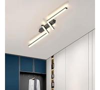 GZZBMY LED Lámpara de Techo Metal Aluminio Acrílico Plafon de Techo Moderno Minimalista Larga Lineal Diseño Iluminación Techo para Dormitorio Sala de Estar Cocina Pasillo (Negro Luz Blanca,100cm)