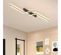 GZZBMY LED Lámpara de Techo Metal Aluminio Acrílico Plafon de Techo Moderno Minimalista Larga Lineal Diseño Iluminación Techo para Dormitorio Sala de Estar Cocina Pasillo (Negro Luz Cálida,100cm)