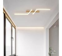 GZZBMY LED Lámpara de Techo Metal Aluminio Acrílico Plafon de Techo Moderno Minimalista Larga Lineal Diseño Iluminación Techo para Dormitorio Sala de Estar Cocina Pasillo (Luz Neutra Dorada,80cm)