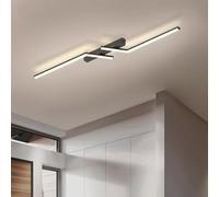 GZZBMY LED Lámpara de Techo Metal Aluminio Acrílico Plafon de Techo Moderno Minimalista Larga Lineal Diseño Iluminación Techo para Dormitorio Sala de Estar Cocina Pasillo (Negro Luz Neutro,80cm)