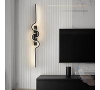 GZZBMY LED Moderno Apliques de Pared con Mando a Distancia Regulable Aluminio Lámparas de Pared Minimalista Lineal Largo Interior Iluminación Dormitorio Sala de Estar Pasillo (Negro Izquierda,60cm)