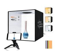 H&A PHOTO SHOTO Kit de caja de luz para fotografía de producto portátil, 40 cm x 40 cm con luces LED ajustables y 6 fondos