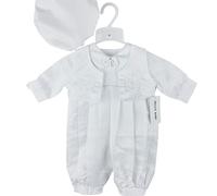 H/B 3 piezas de satén bordado cruz bautizo mameluco con sombrero longitud completa (recién nacido-2T) 0691 (L)