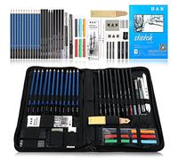 H & B 48 PCS Lápices de bocetos de Set Kit de dibujo de artistas en caja de cremallera con boceto, todos los accesorios diversos y de arte para su pintura