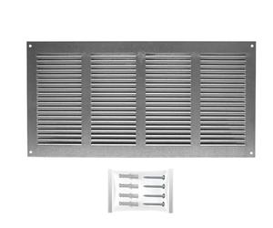 H&C VENT Rejilla Ventilación 400 x 200mm Metálica │Para Extractor de Baño Cocina Exterior HVAC │ Rejilla Aire Acondicionado AC Conductos Pared Techo Tubo │ Cubierta de Acero Rectangular con Mosquitera