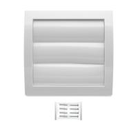 H&C VENT Rejilla Ventilación con Persiana de 190 x 190mm con Conector │ Cubiertas de Ventilacion con Láminas Móviles │ Extractor Rejilla Aire Acondicionado Conductos Pared Baño │ Mosquitera Exterior