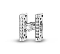 H Charm de letra y corazón, accesorio de pulsera de plata esterlina 925, collar de pulsera Pandora compatible con, regalo para mujeres