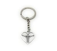 H-Customs Aesculap corazón amor farmacia símbolo llavero colgante de metal plata, plata, Talla única