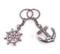 H-Customs Couple Pendant Sailor Ship Timón Ancla Llavero Colgantes