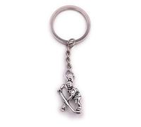 H-Customs Jugador de hockey Sport Ball Keychain Colgante Plata Metal