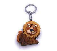 H-Customs León Rey de los Animales Colgante de Llavero Hecho a Mano Noble de Madera