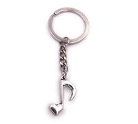 H-Customs Nota Llave de violín con corazón Llavero de plata con pendiente colgante