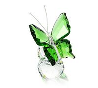 H&D - Hermosa mariposa al vuelo de cristal con base de bola de cristal, figurita para colección, adorno de animal coleccionable para regalo, Verde