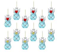 H&D HYALINE & DORA 12 adornos de ángel de cristal azul para árbol de Navidad, bolas de Navidad, adornos colgantes para manualidades, Navidad, cumpleaños, bodas, decoración de fiestas
