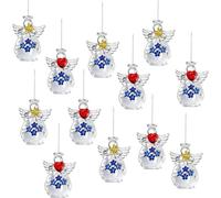 H&D HYALINE & DORA 12 adornos de cristal de ángel de Navidad, mini bolas de ángel, adornos colgantes para decoración de Navidad, bodas y fiestas