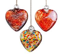 H&D HYALINE & DORA Adorno de corazón rojo soplado de vidrio de 7,5 cm, adorno de Navidad para colgar, regalo para cumpleaños, agradecimiento, Navidad o día de la amistad (paquete de 3)