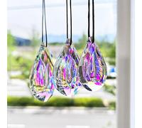 H&D Hyaline&Dora Atrapasueños de cristal arcoíris, prisma de ventana colgante, atrapasueños de cristal de 76 mm/63 mm/50 mm, piezas de prisma de araña con revestimiento AB, paquete de 3
