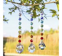 H&D HYALINE & DORA Colgante colgante de ventana con diseño de arco iris de cristal con cuentas de chakra Ocatgon para regalo, paquete de 3