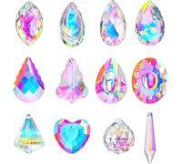 H&D HYALINE & DORA Colgante de cristal prisma, colgante de cristales colgantes de arco iris para ventana, repuesto de lámpara para decoración de lámparas, paquete de 12