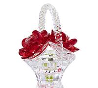 H&D HYALINE & DORA Cyrstal Rose - Figura de jarrón de cristal con diseño de rosas, diseño de canasta de flores con pisapapeles, regalo para mamá