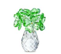 H&D HYALINE & DORA Figura coleccionable de trébol de cuatro hojas, regalo de flores de la suerte para mamá, novia, mujeres, flores de cristal verde, adorno de mesa, estantería y decoración de coche