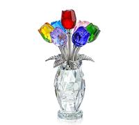 H&D HYALINE & DORA Figura colorida de rosa de cristal, regalos de rosas para mujeres, figuras coleccionables de fiesta de boda, caja de regalo incluida