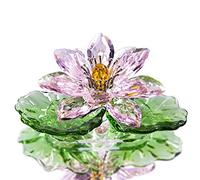 H&D HYALINE & DORA - Figura de flor de loto de cristal rosa, decoración del hogar para Feng Shui, en caja de regalo