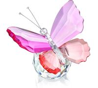 H&D HYALINE & DORA Figura de mariposa de cristal con base de bola, estatua coleccionable, regalos para mujeres y madres (rosa roja y rosa)