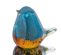 H&D Hyaline&Dora Figura de pájaro de cristal azul soplado a mano, escultura de animal de vidrio artístico, pisapapeles de vidrio hecho a mano para decoración de mesa
