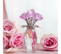 H&D HYALINE & DORA - Figura de rosa de cristal, regalo para mujer, rosa rosa, coleccionable, para decoración de mesa del hogar, regalos del día de San Valentín para ella (caja de regalo)