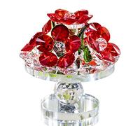 H&D Hyaline&Dora Figura decorativa de cristal rojo con diseño de flor de cristal coleccionable, decoración del hogar, centro de mesa