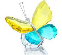 H&D HYALINE & DORA Figuras de mariposa de cristal, regalos para mujeres, figuras coleccionables de mariposa voladora, pisapapeles para decoración del hogar de mesa (amarillo y cian-azul)