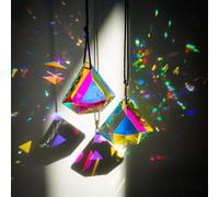 H&D HYALINE & DORA Juego de 2 atrapasueños de cristal de 1.9 pulgadas, prismas de colores AB, prismas de ventana para interiores, cristales colgantes para ventanas, hogar, decoración de jardín