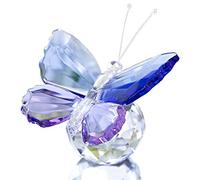 H&D Hyaline&Dora Mariposa de cristal azul y morado con base de bola, adorno decorativo de pisapapeles para sala de estar, regalos de cumpleaños de recuerdo, decoración del hogar